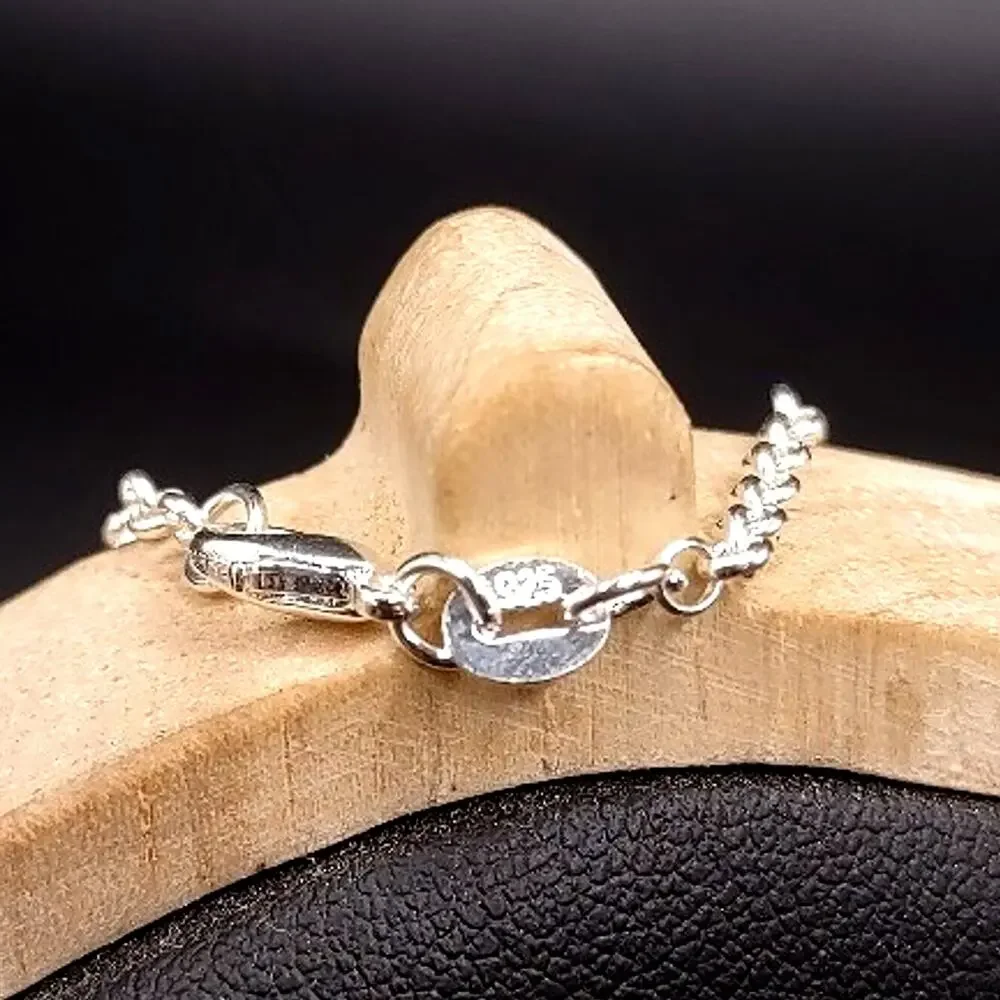 925 Silver Necklace W/ Cross Black Jet Stone Vtg Boho Valentine Birthday Gift